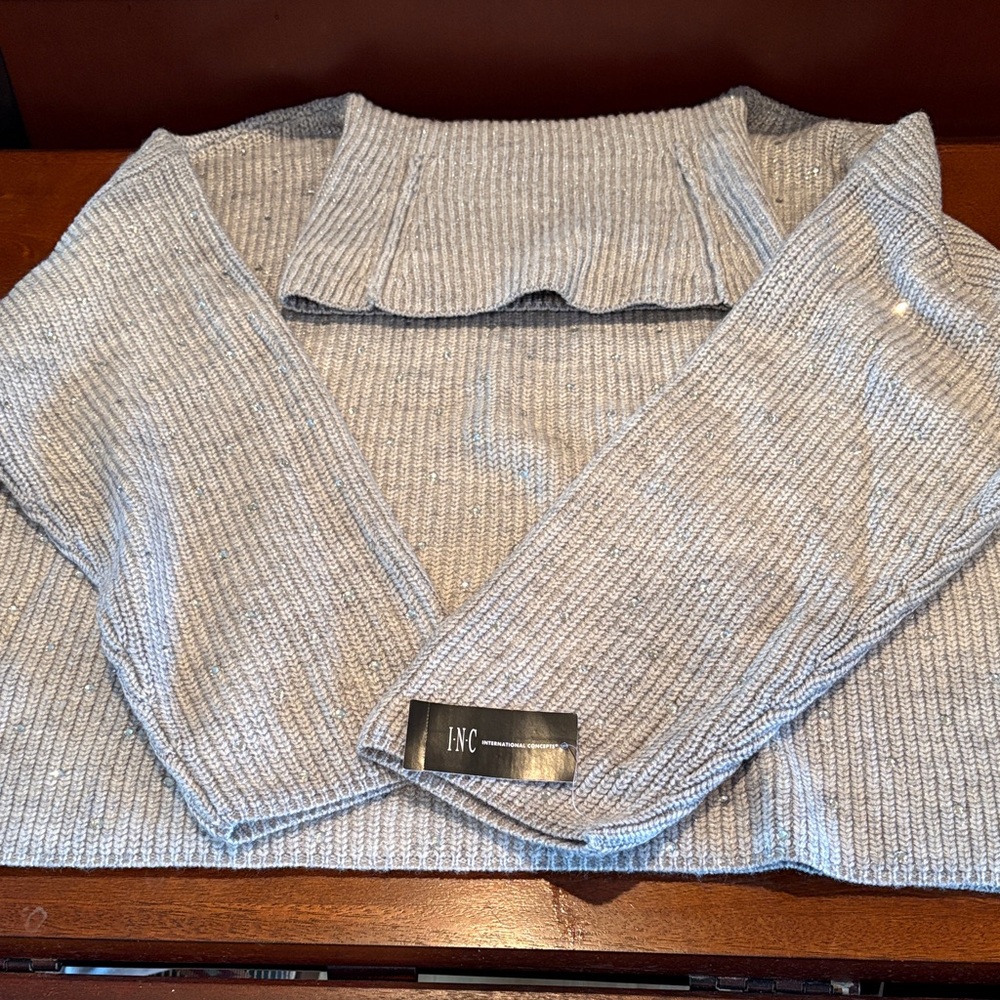INC International Concepts Gray Sweater with Sparkle